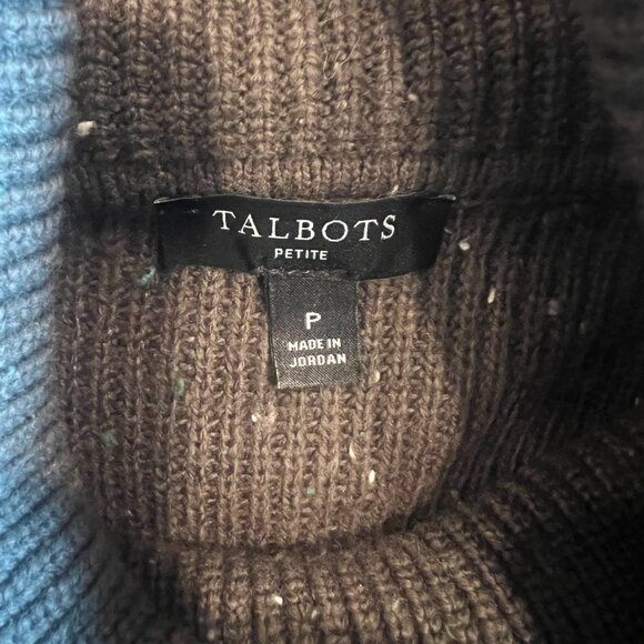 Olive Green speckled sweater from Talbots - size Petite with a Cowl Neckline - Picture 5 of 6